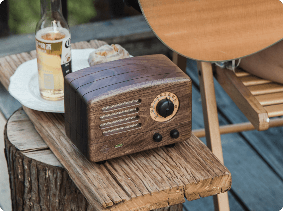 Vintage Looking OTR Wood Portable Radio Bluetooth Speaker | MUZEN