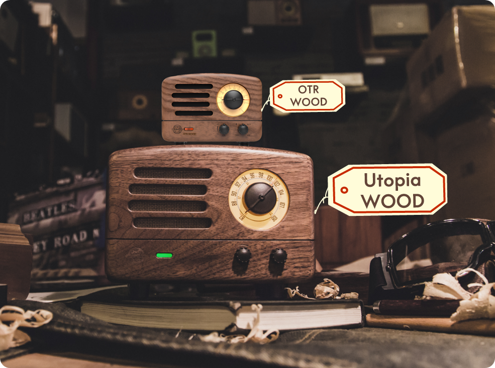 MUZEN OTR Wood and Utopia Retro Portable FM Radio Bluetooth Speaker